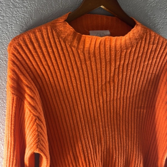 Zara Orange Ribbed Mock Sweater - Picture 4 of 6